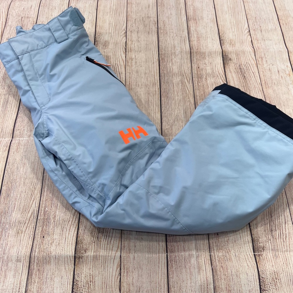 Helly Hansen Kids Ski Pants Light Blue Orange Logo Size 152 12 Snow Pants